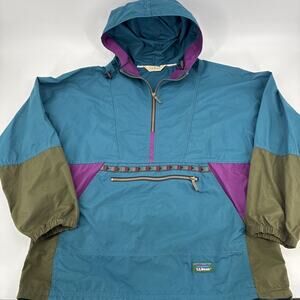 Vintage LL Bean Jacket Men XL Windbreaker Anorak Colorblock Aztec USA John Mayer